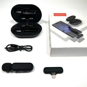 Wireless Lavalier Microphone for iPhone iPad with charging case